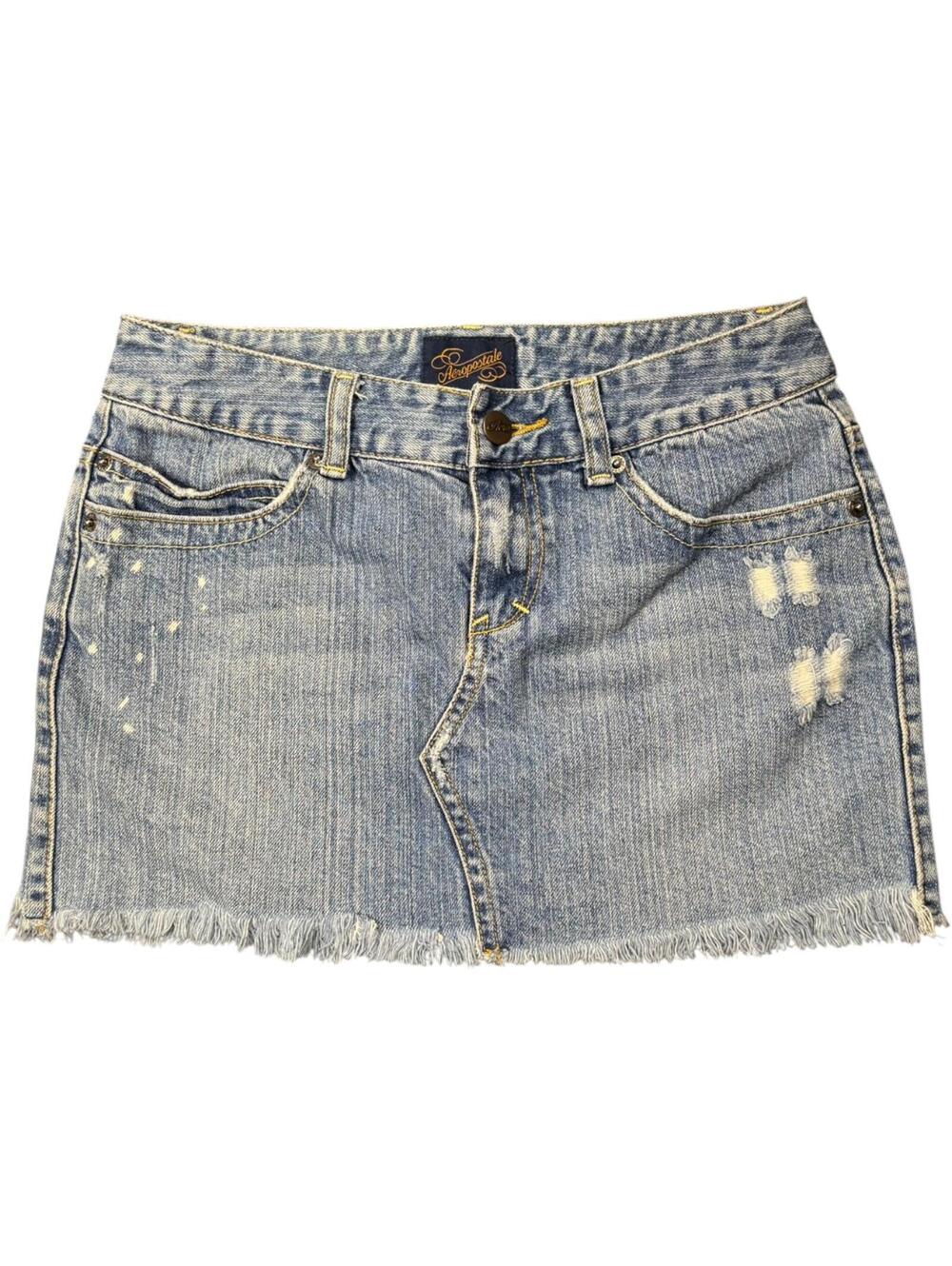 Aeropostale Y2K Rare Distressed Denim Mini Micro Skirt